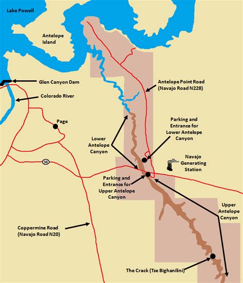 lower antelope canyon map